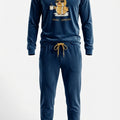 Pijama Caballero Mircrovelur Espresso Azul