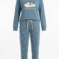 Pijama Perchado Mujer Pingüinos Azul