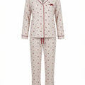Pijama Mujer Botones Beige