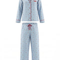 Pijama Mujer Botones Celeste